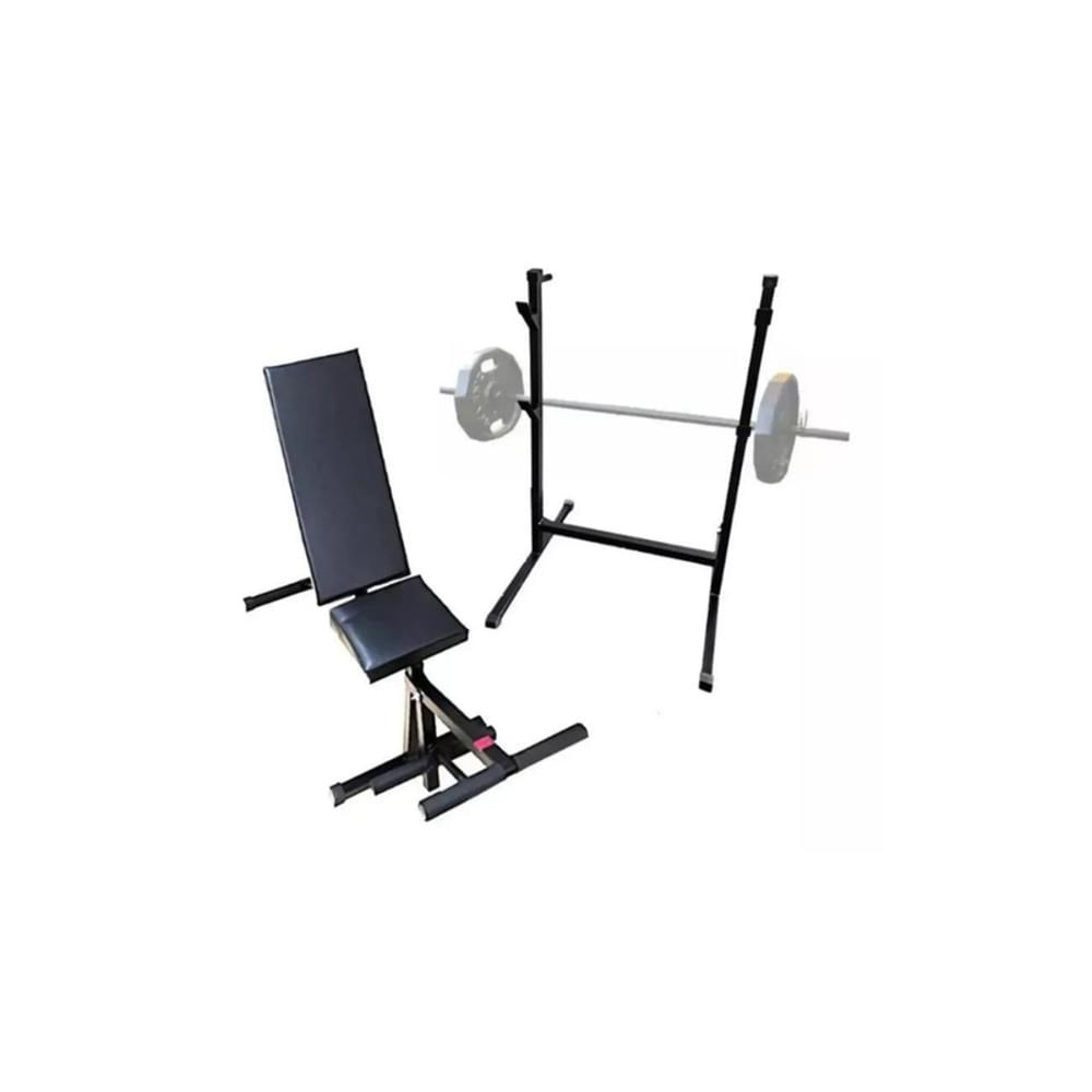 Kit Combo Banco Pesas Abdominales + Soporte Base Silla Angulo Gym img #1