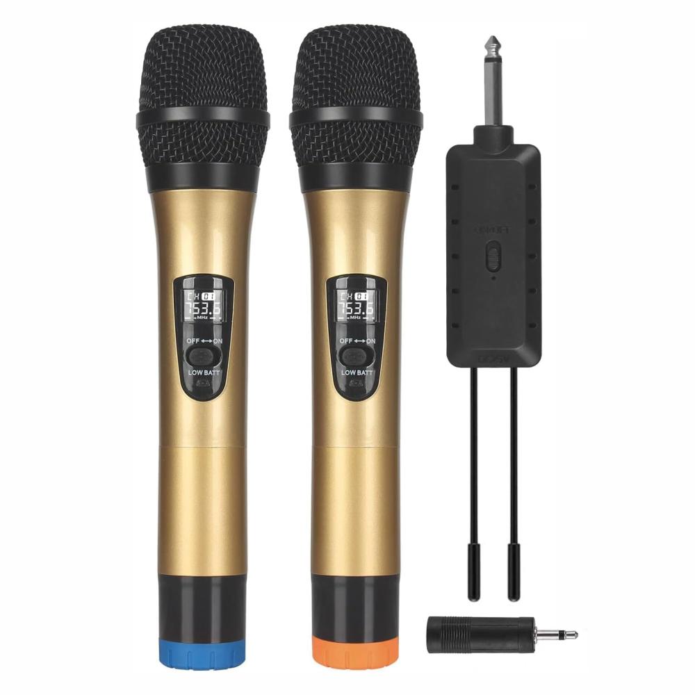 Micrófono Inalámbrico Doble Profesional Wg200 Con Receptor Dorado img #1