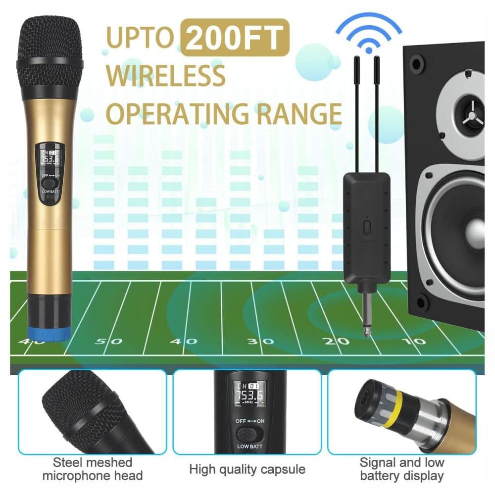 Micrófono Inalámbrico Doble Profesional Wg200 Con Receptor Dorado img #4