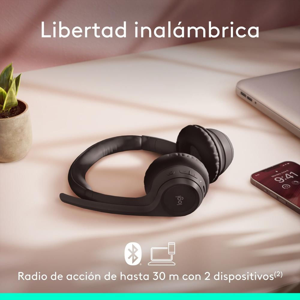 Diadema Bt Inalámbrica, Logitech Zone 300 2 Micrófonos, Negro img #4