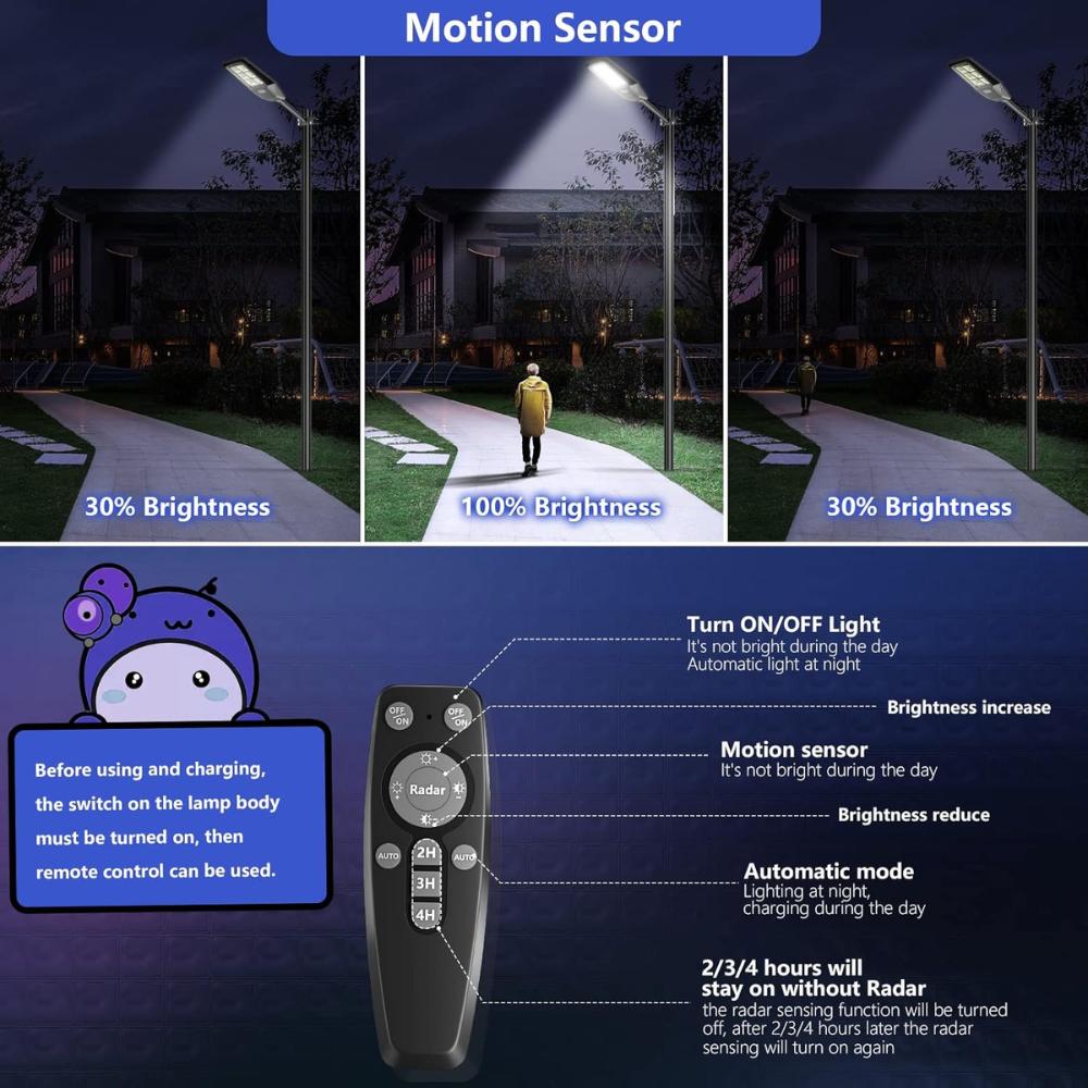 Lampara Panel Reflector Solar 600W Con Sensor De Movimiento img #4