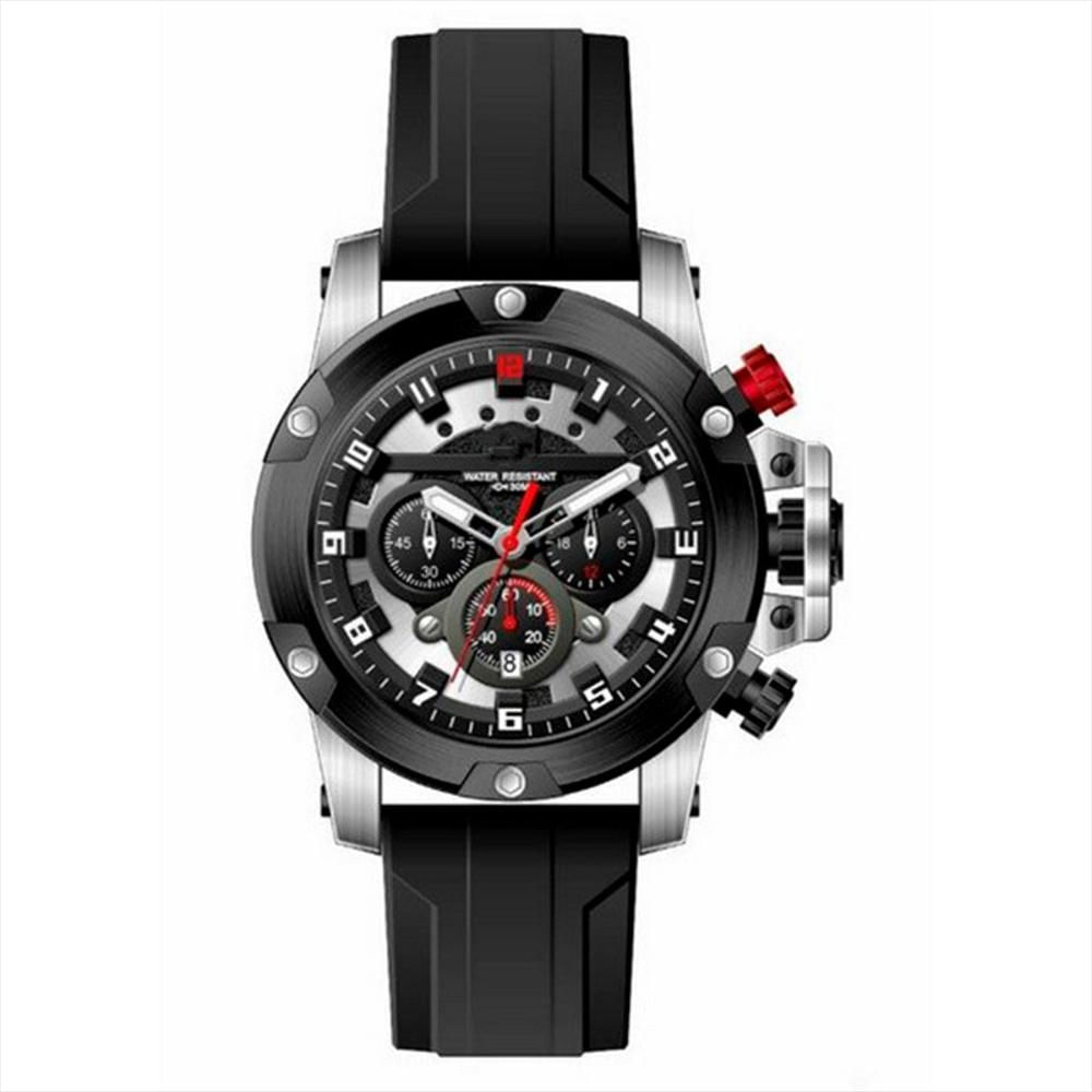 Reloj G Force Original H3958 G Crono Calendario + Estuche Negro Plateado img #1