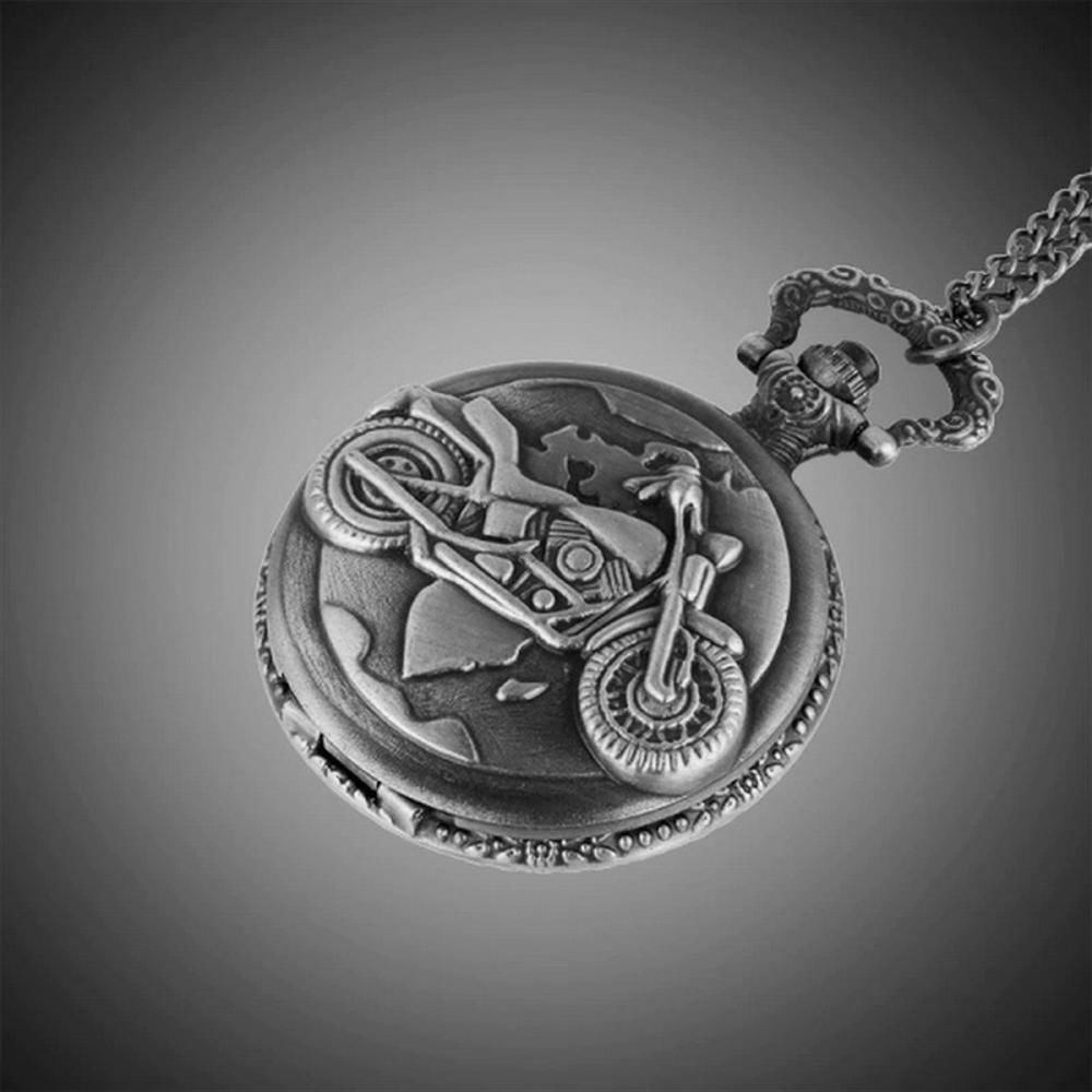 Reloj Bolsillo Moto Motocicleta + Estuche + Bateria Gris img #3