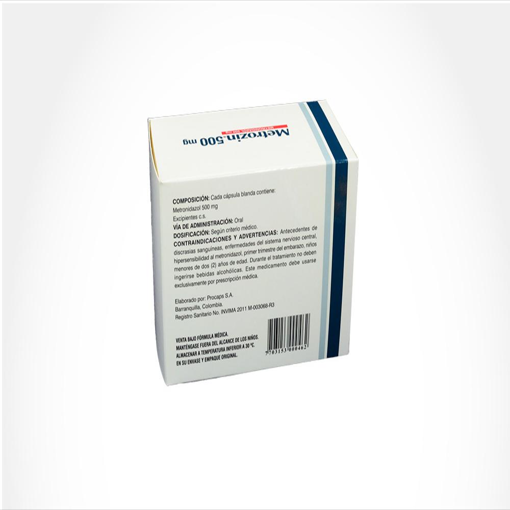 Metrozin Metronidazol 500Mg Caj 50 Cap img #2