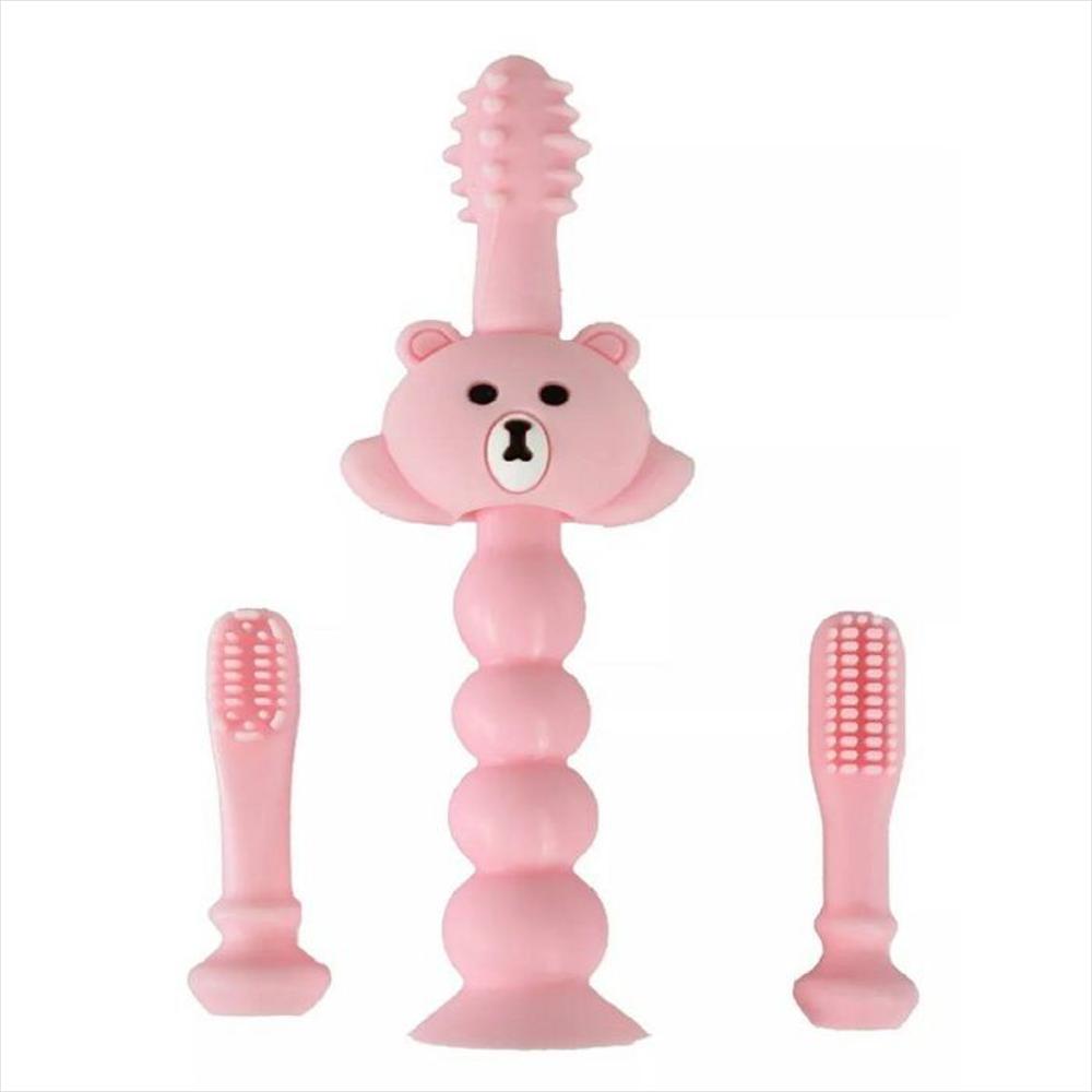 Cepillo De Dientes Silicona Para Bebe Niña Bebé Rosado img #1