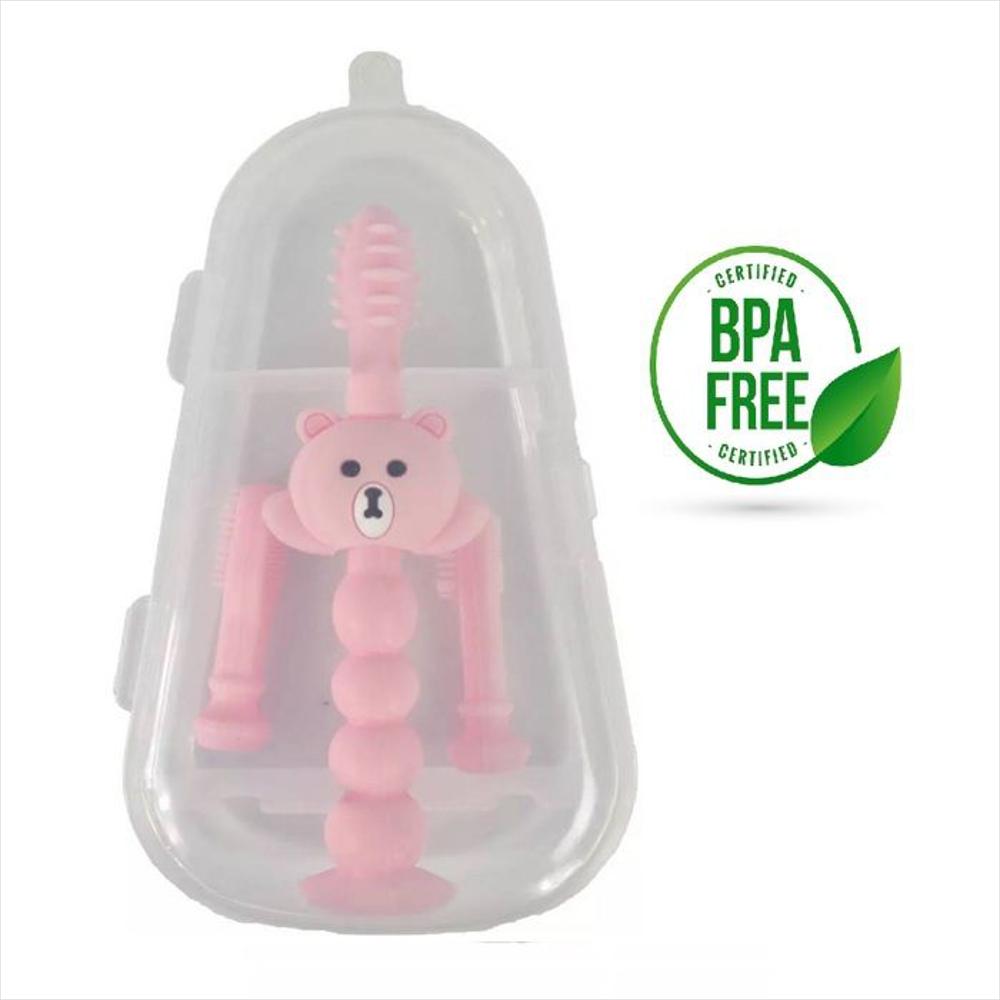 Cepillo De Dientes Silicona Para Bebe Niña Bebé Rosado img #3