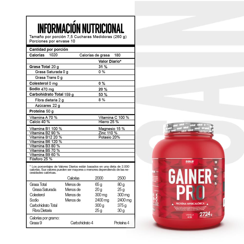 Proteina Para Ganar Musculo Gainer Pro 6 Lbs + Bcaas + Energizante img #2