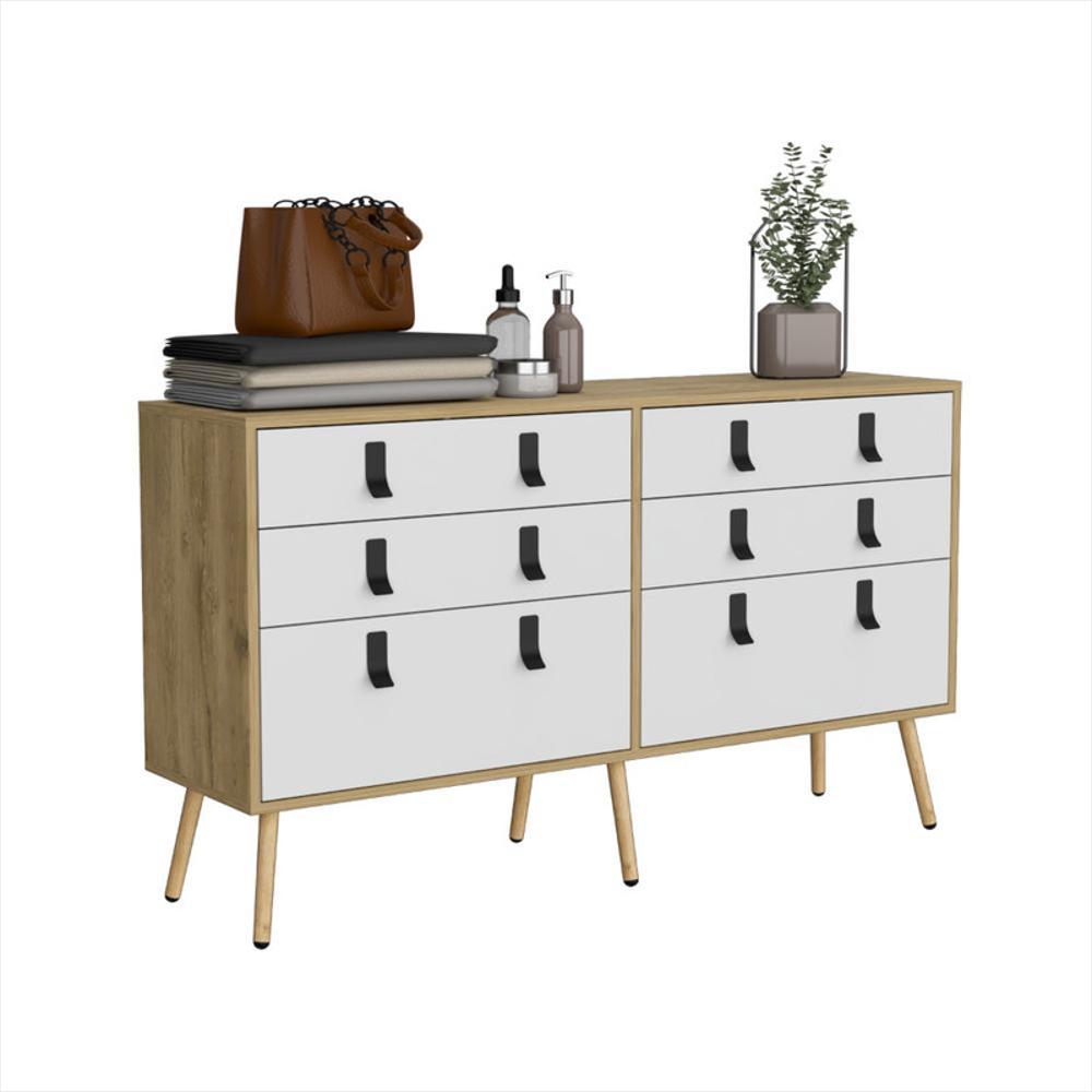 Organizador Huna, Macadamia Y Blanco, Con Seis Cajones Diseño Moderno img #1