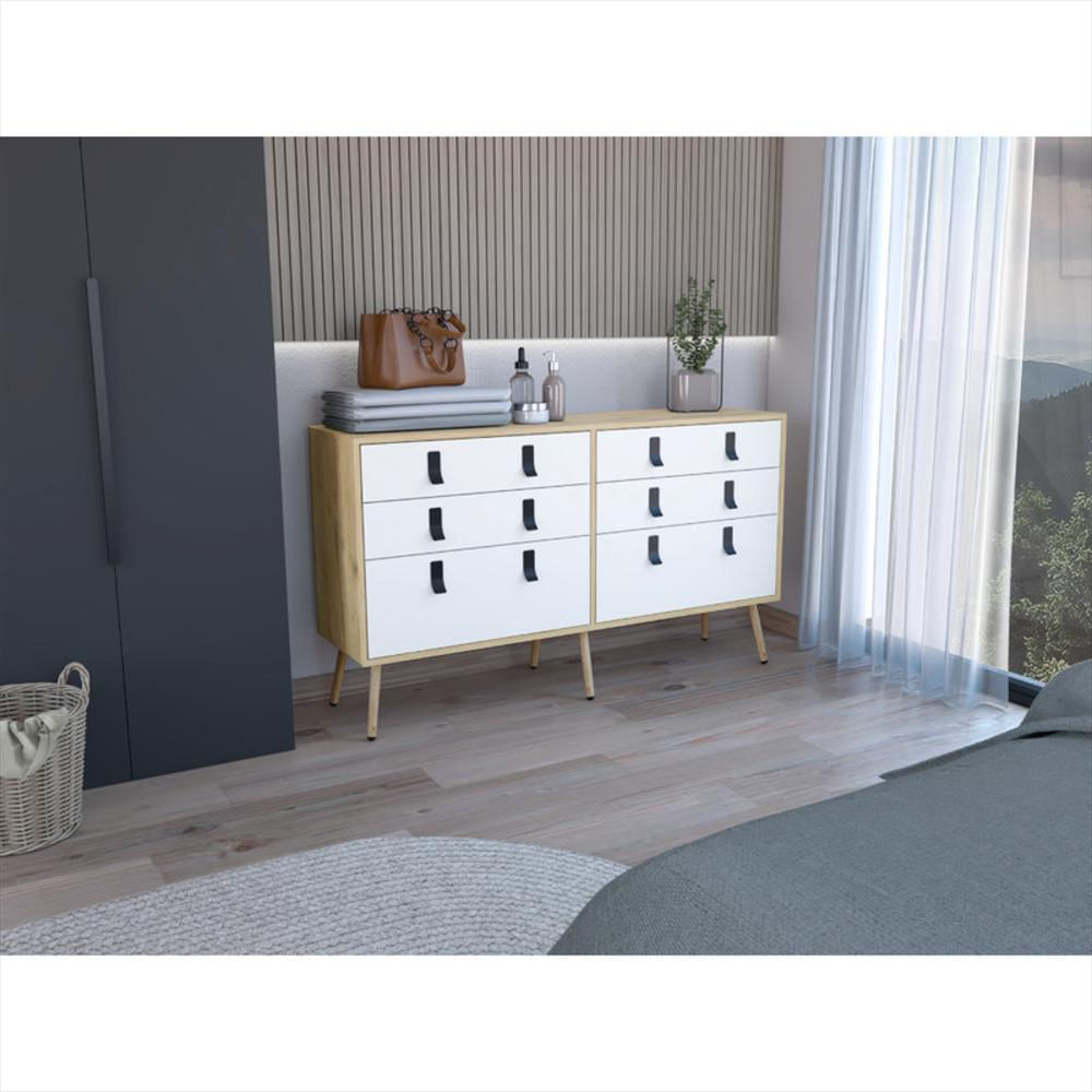 Organizador Huna, Macadamia Y Blanco, Con Seis Cajones Diseño Moderno img #2