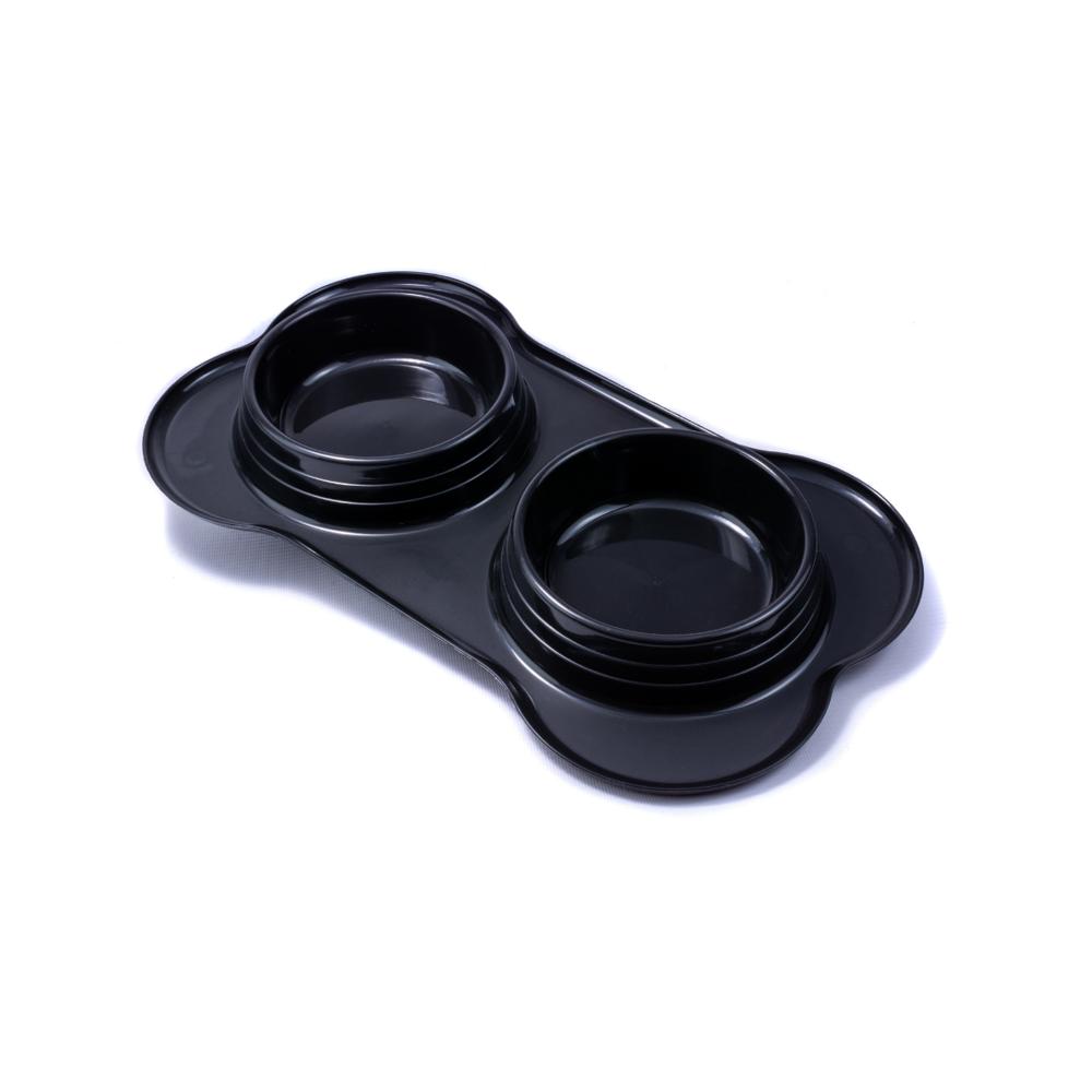 Comedero Bebedero Tazón Doble Para Perros Y Gatos Negro img #3