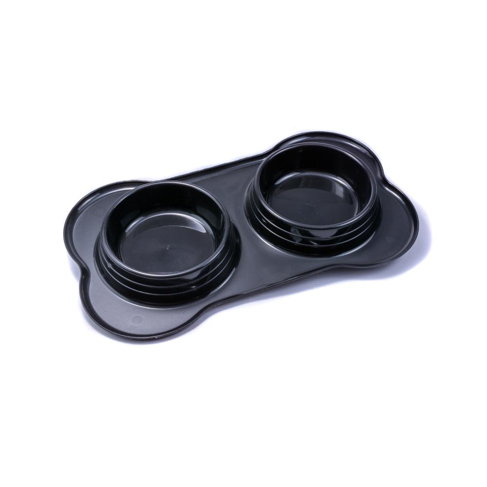 Comedero Bebedero Tazón Doble Para Perros Y Gatos Negro img #4