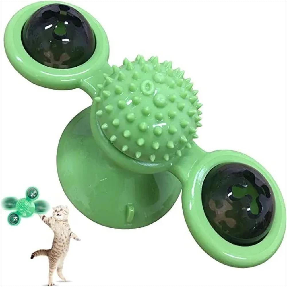 Juguete Molino Viento Gatos 2 Aspas Fk 22 Verde Interactivo Rascador img #1