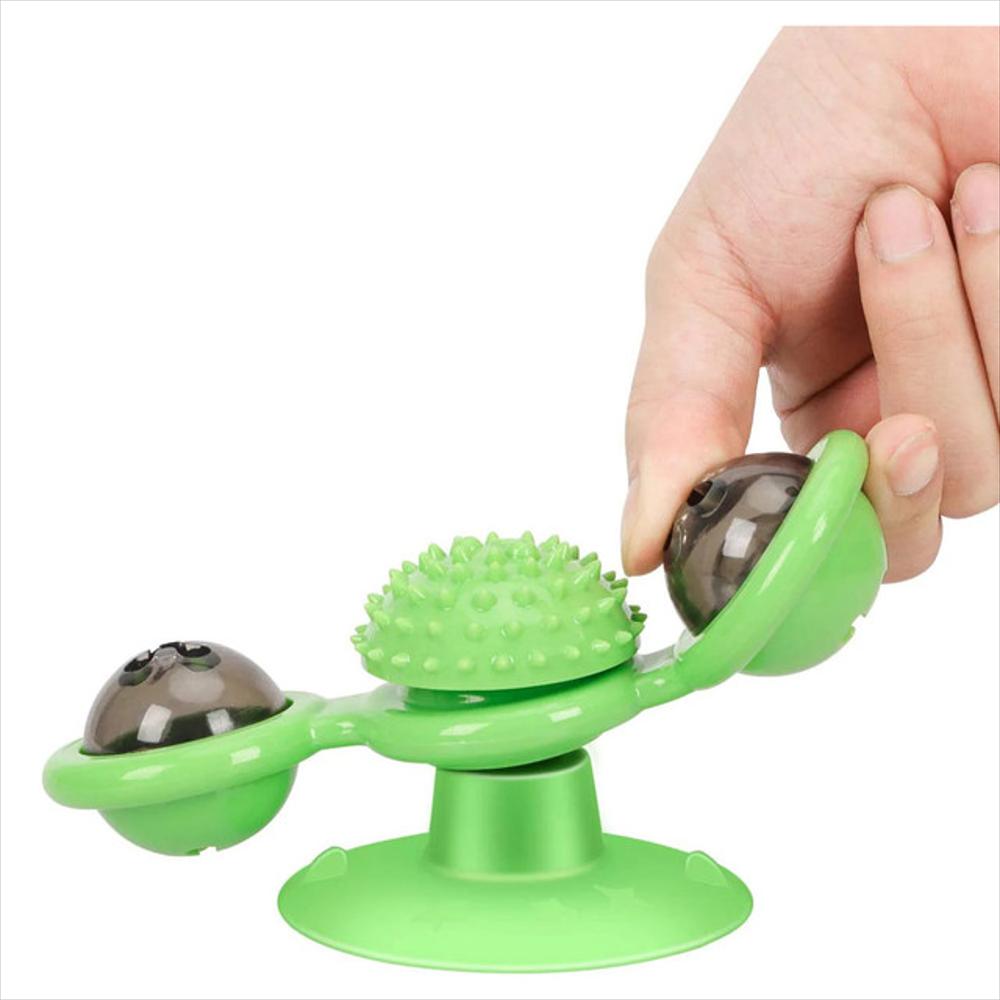Juguete Molino Viento Gatos 2 Aspas Fk 22 Verde Interactivo Rascador img #3