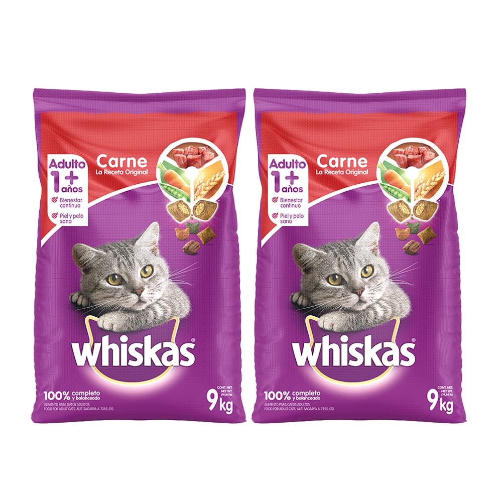 Comida Para Gato Whiskas 2 Bultos Sabor Carne 9Kg C/U img #1