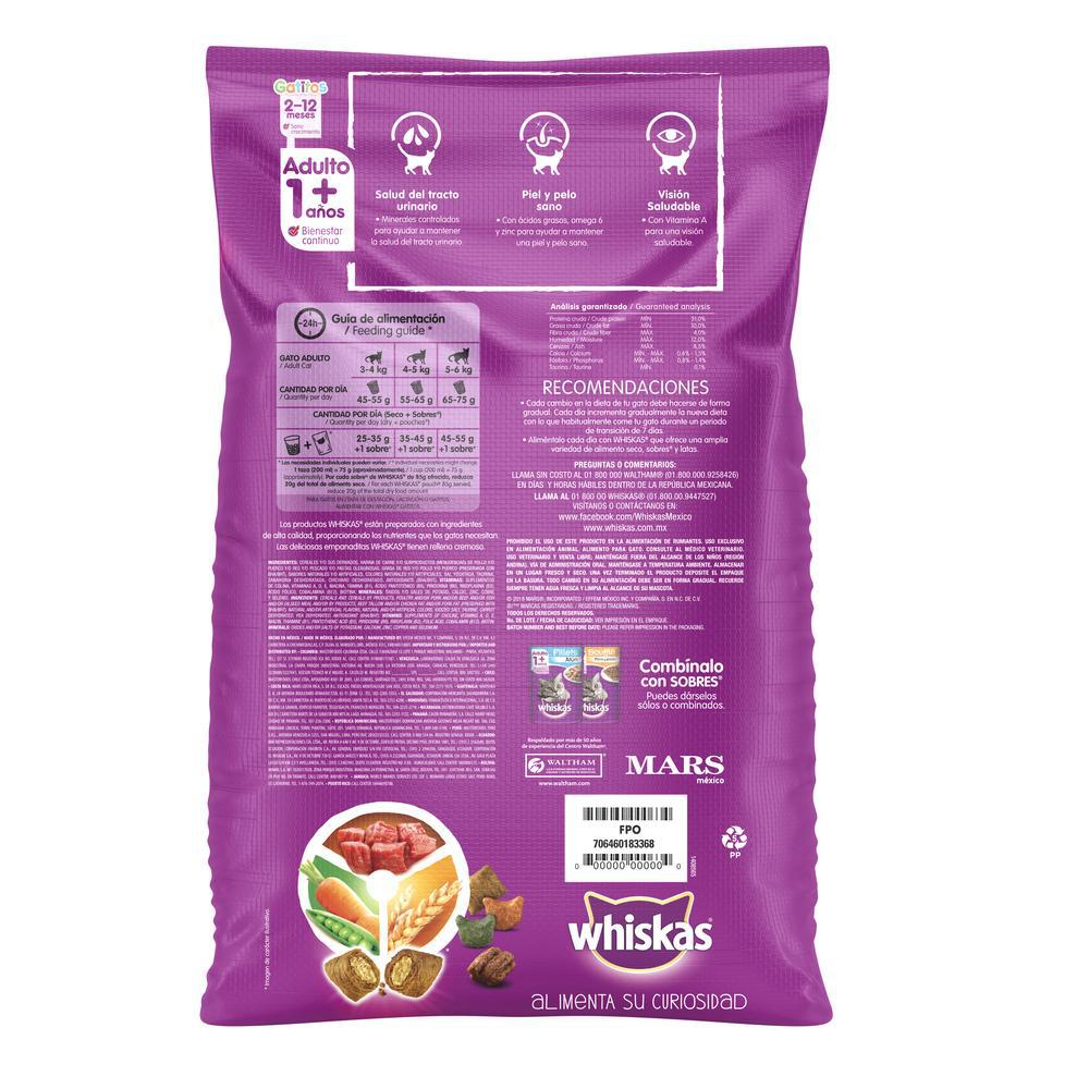 Comida Para Gato Whiskas 2 Bultos Sabor Carne 9Kg C/U img #3