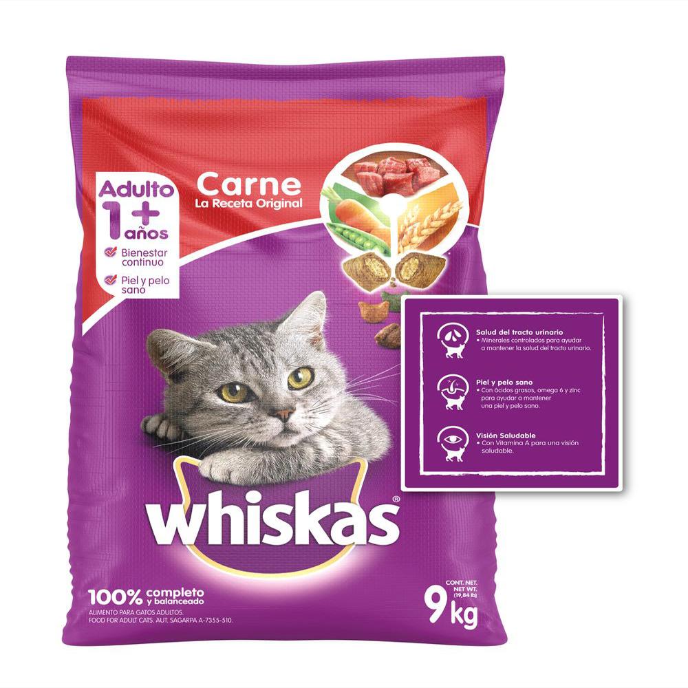 Comida Para Gato Whiskas 2 Bultos Sabor Carne 9Kg C/U img #4