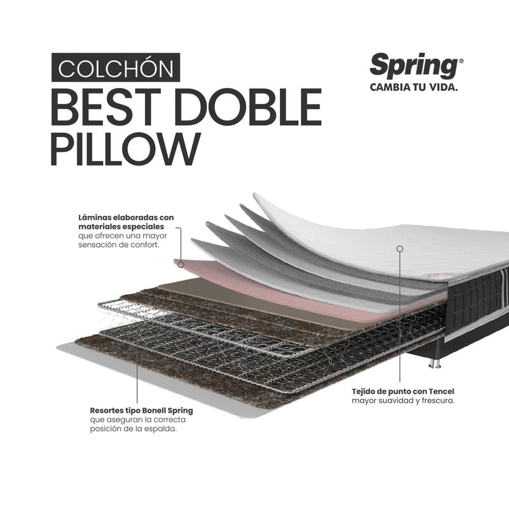 Colchón  SPRING Doble (140 x 190 cm) BEST DOBLE PILLOW Resortado Semisuave . img #8