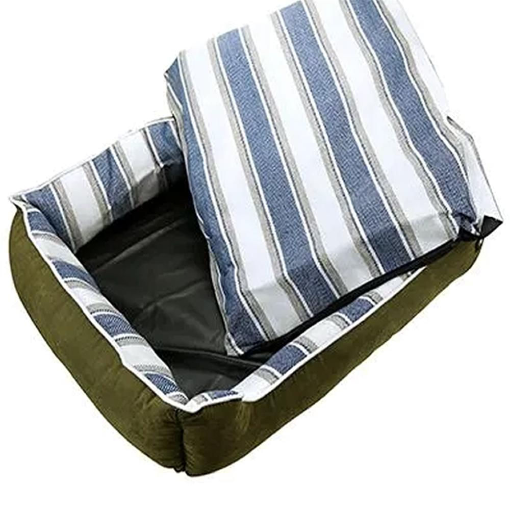 Cama Grande Perro Acolchada Lavable Impermeable + Almohada Color Azul img #2