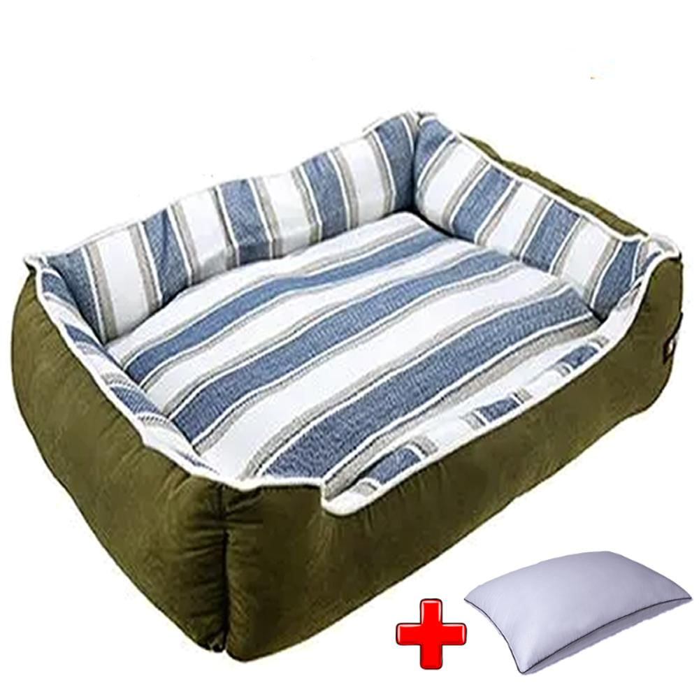 Cama Grande Perro Acolchada Lavable Impermeable + Almohada Color Azul img #3
