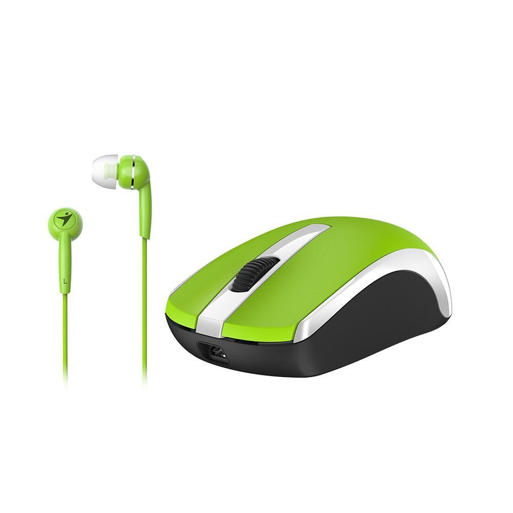 Mouse Genius Verde Inalambrico Recargable + Audifono Mh 8100 img #4