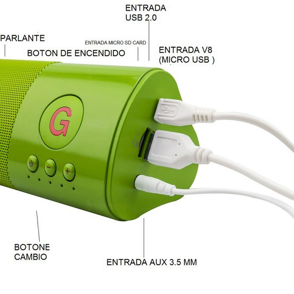 Barra Sonido Bluetooth Recargable Verde img #3