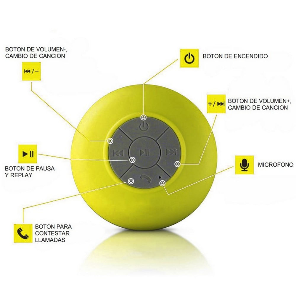 Parlante Portatil Bluetooth Resistente Al Agua Amarillo img #5