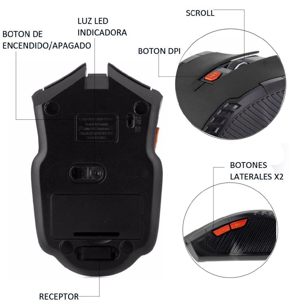 Mouse Inalambrico Gamer Usb Negro img #5