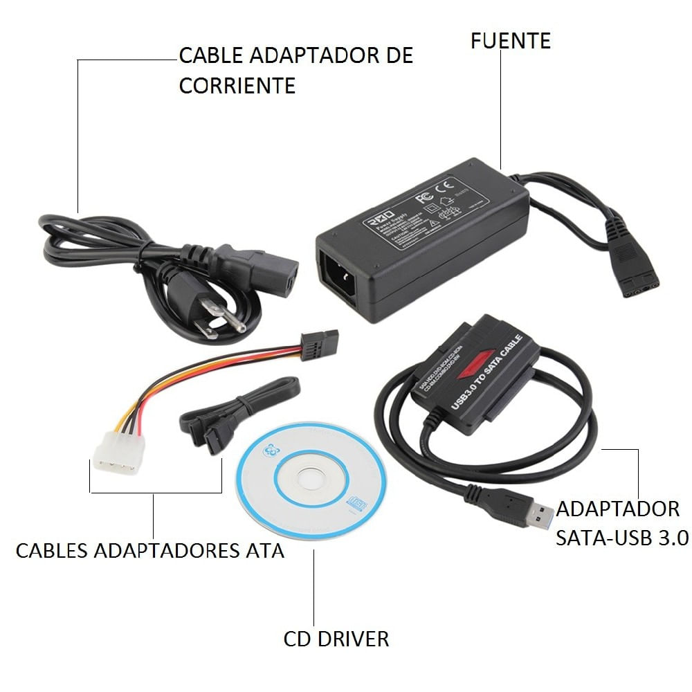 Ide Y Sata 3.5 2.5 A Usb 3.0 Disco Duro Dvd Cd Negro img #5