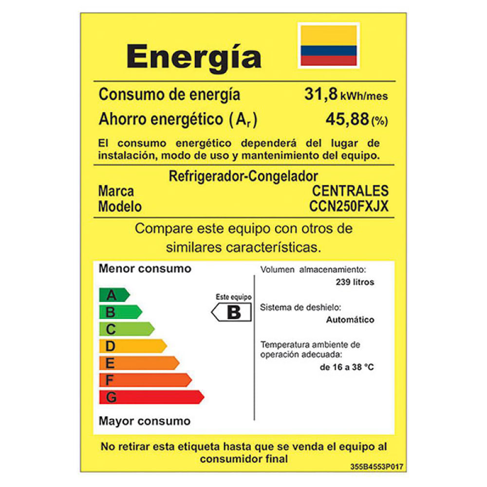 Nevera Centrales No Frost CCN250FXJX 250 Litros img #4