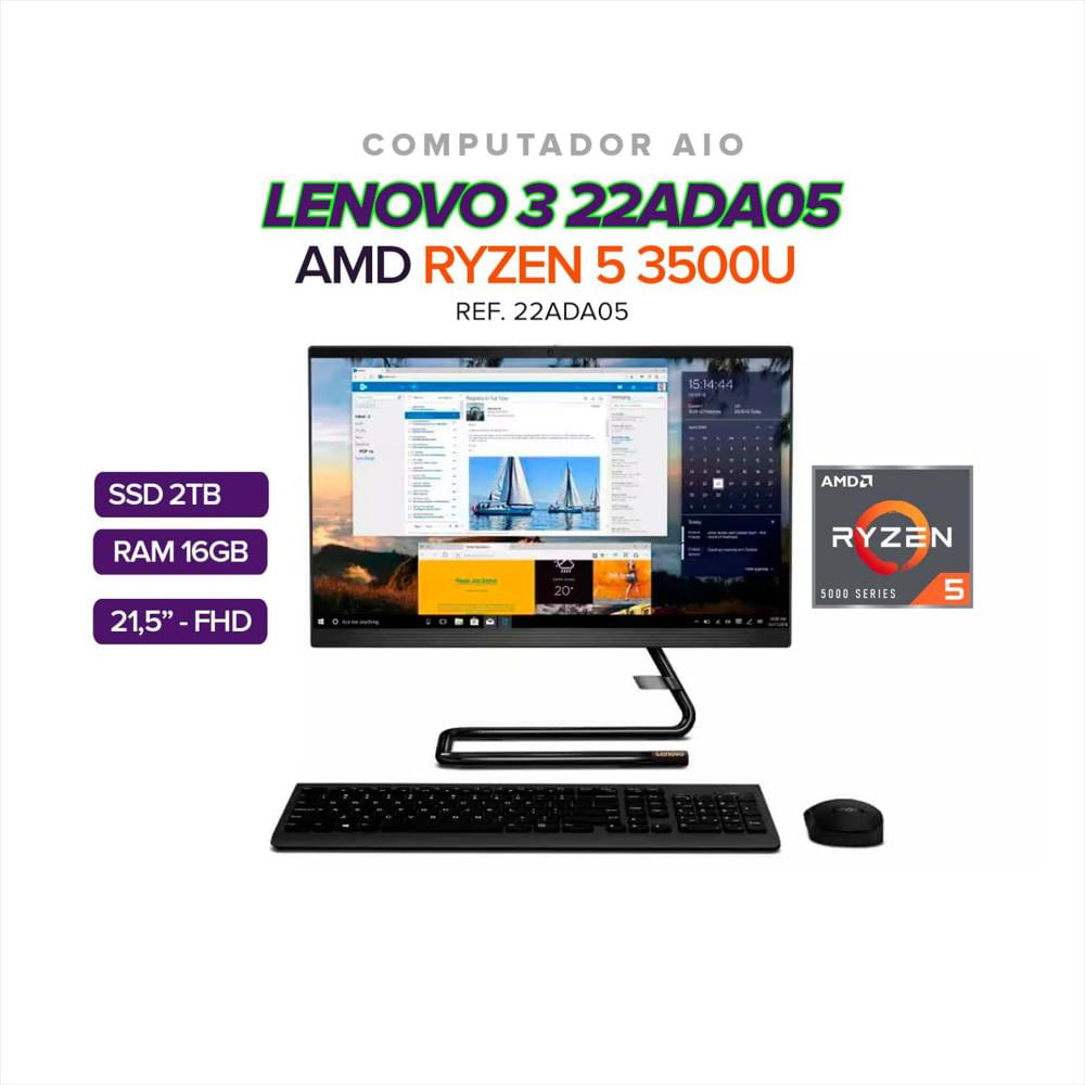 All In One Lenovo 3 Amd Ryzen 5 3500U Ram 16Gb Ssd 2Tb 22Ada05 img #1