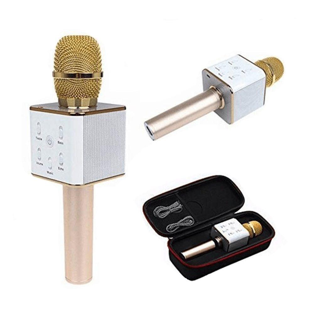 Micrófono Karaoke Bluetooth Parlante Portatil + Funda Dorado img #3