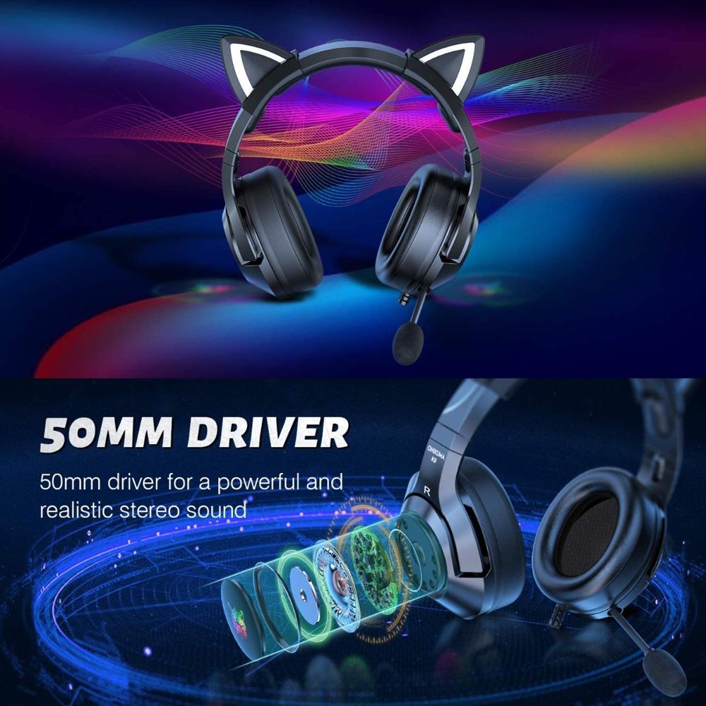 Diadema Gamer Multiplataforma Onikuma K9 Cat Rgb Para Ps4 Pc Xbox Swich img #5
