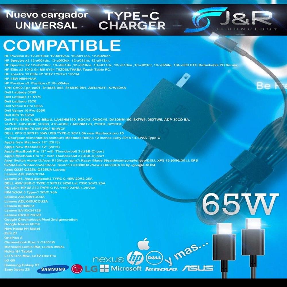 Cargador Universal Conector Usb Tipo C 65W Alta Calidad img #4