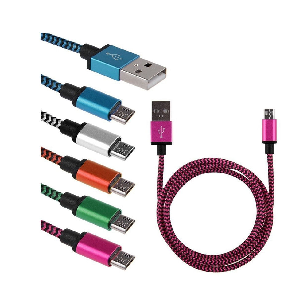 Cable De Datos Micro Usb 2 Metros Nylon Multicolor img #1