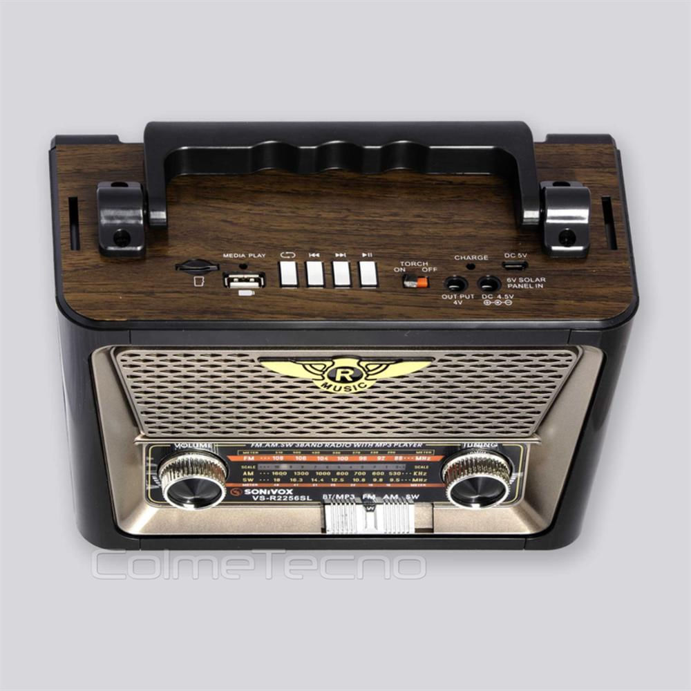 Radio Portátil Sonivox Carga Solar Bluetooth Fm Usb Vs R2256sl img #3