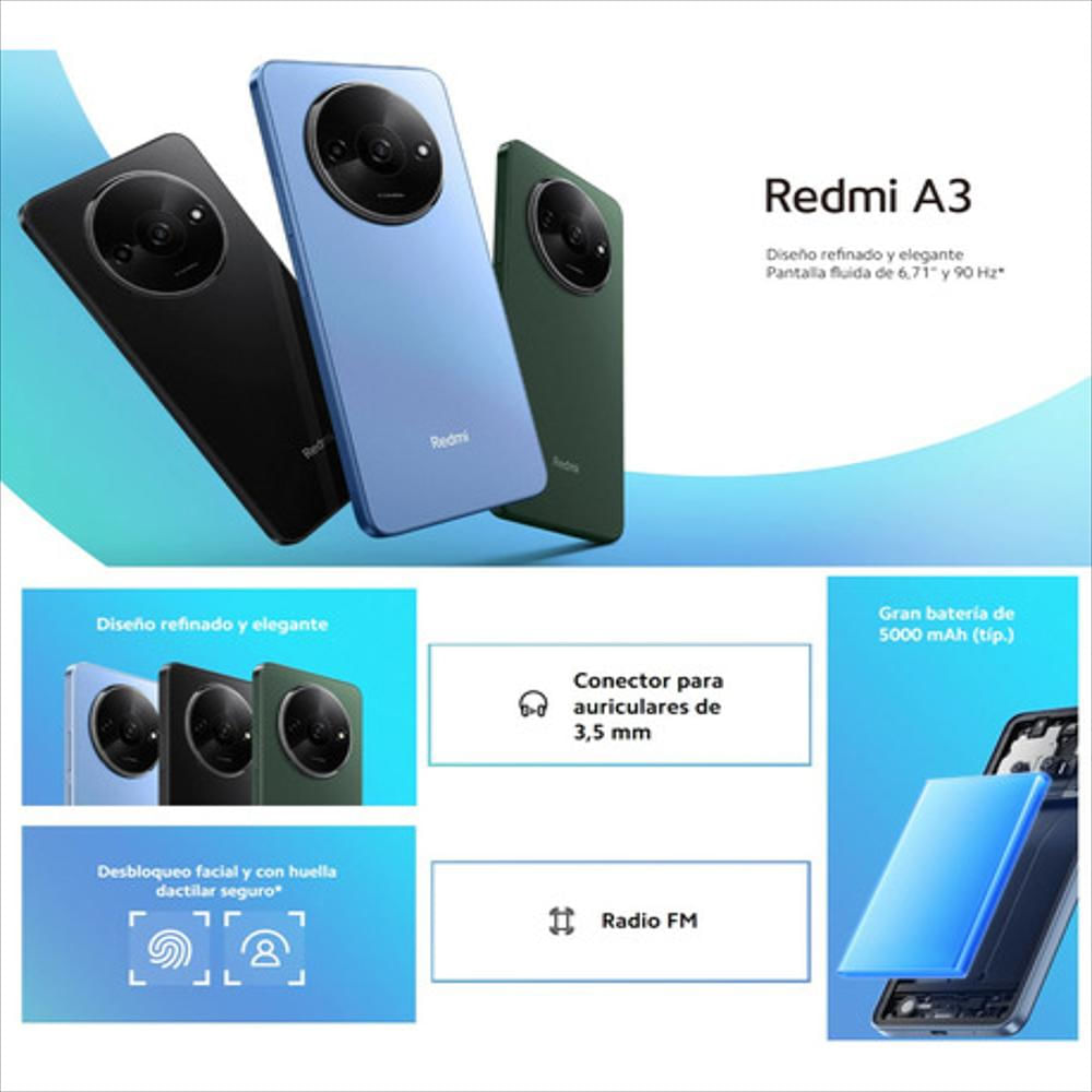 Celular Xiaomi Redmi A3, 64Gb / 3Gb, Azul + Buds 4 Active img #2