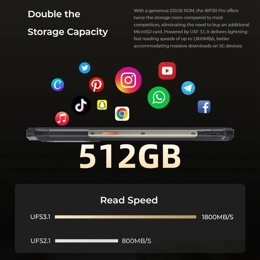 Celular Robusto Unihertz Tank 3 16Gb+512Gb Telémetro 200Mp 23800Mah Android 13 Dimensity 8200 5G img #5