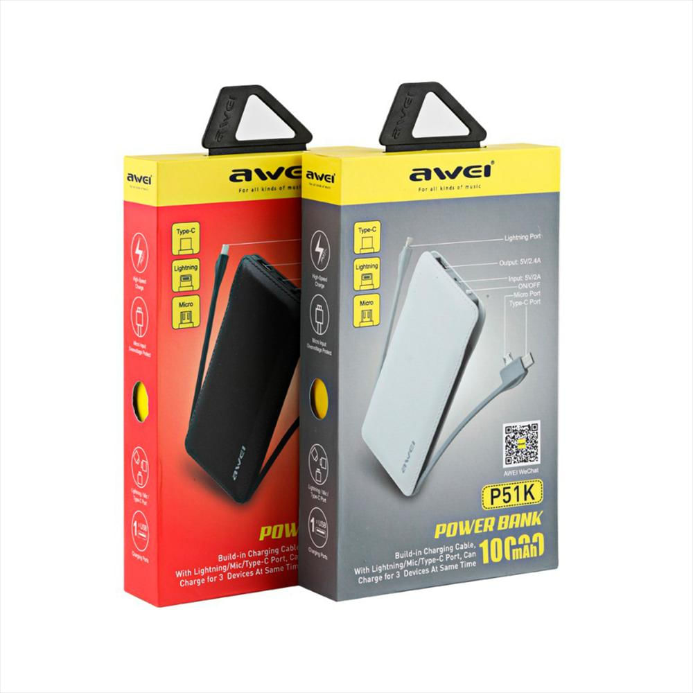 Cargador Portátil Power Bank 10000Mah Awei P51k Negro img #2