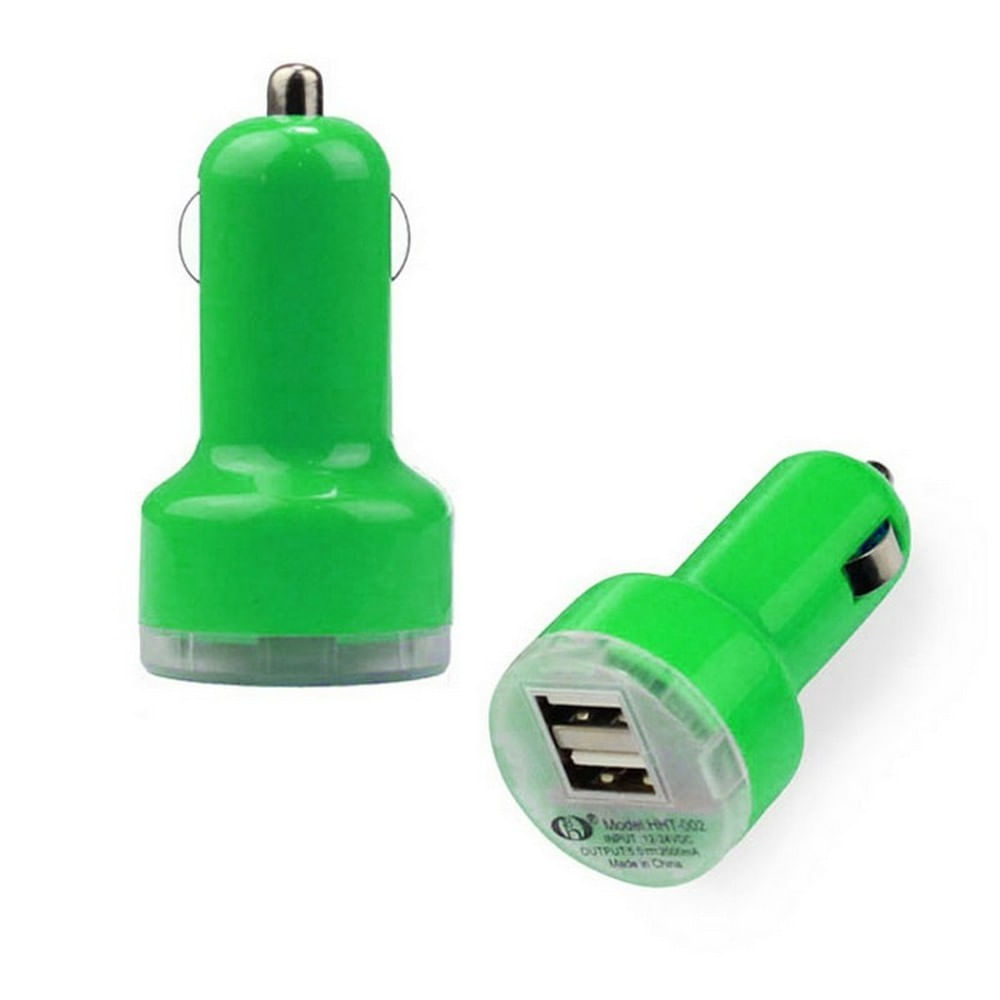 Cargador Universal Carro X2 Dos Puerto Usb 2A Verde img #1
