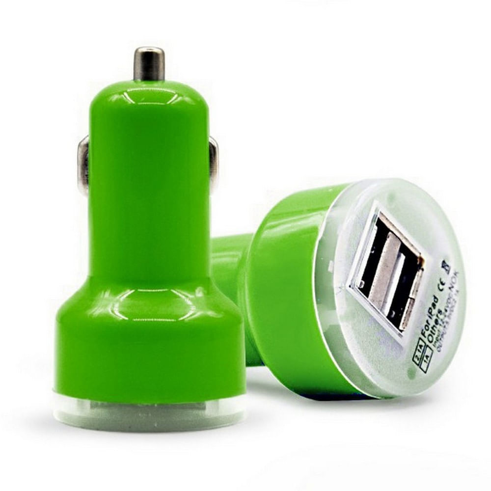 Cargador Universal Carro X2 Dos Puerto Usb 2A Verde img #3