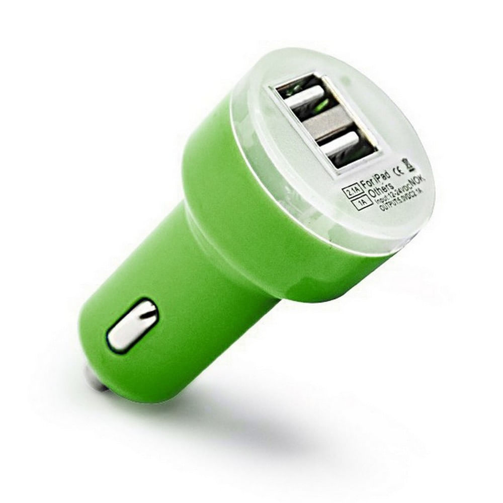 Cargador Universal Carro X2 Dos Puerto Usb 2A Verde img #4