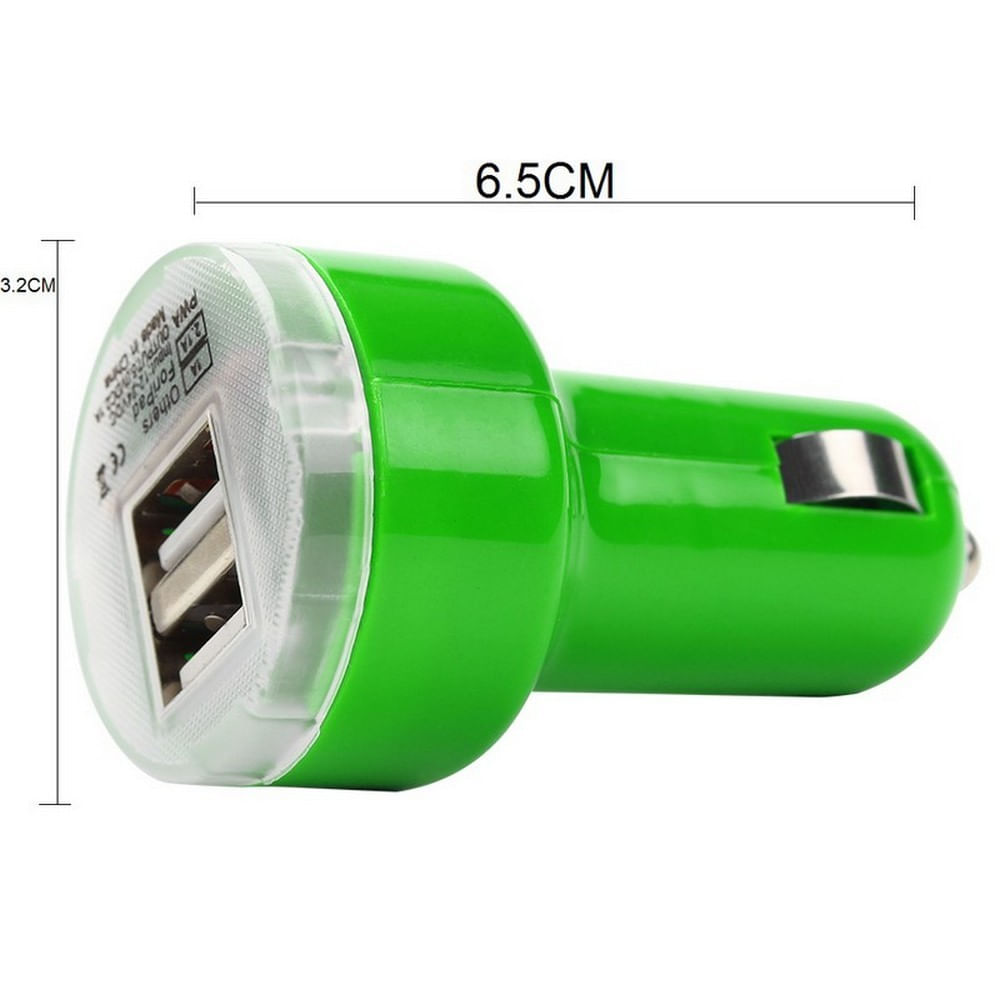 Cargador Universal Carro X2 Dos Puerto Usb 2A Verde img #5
