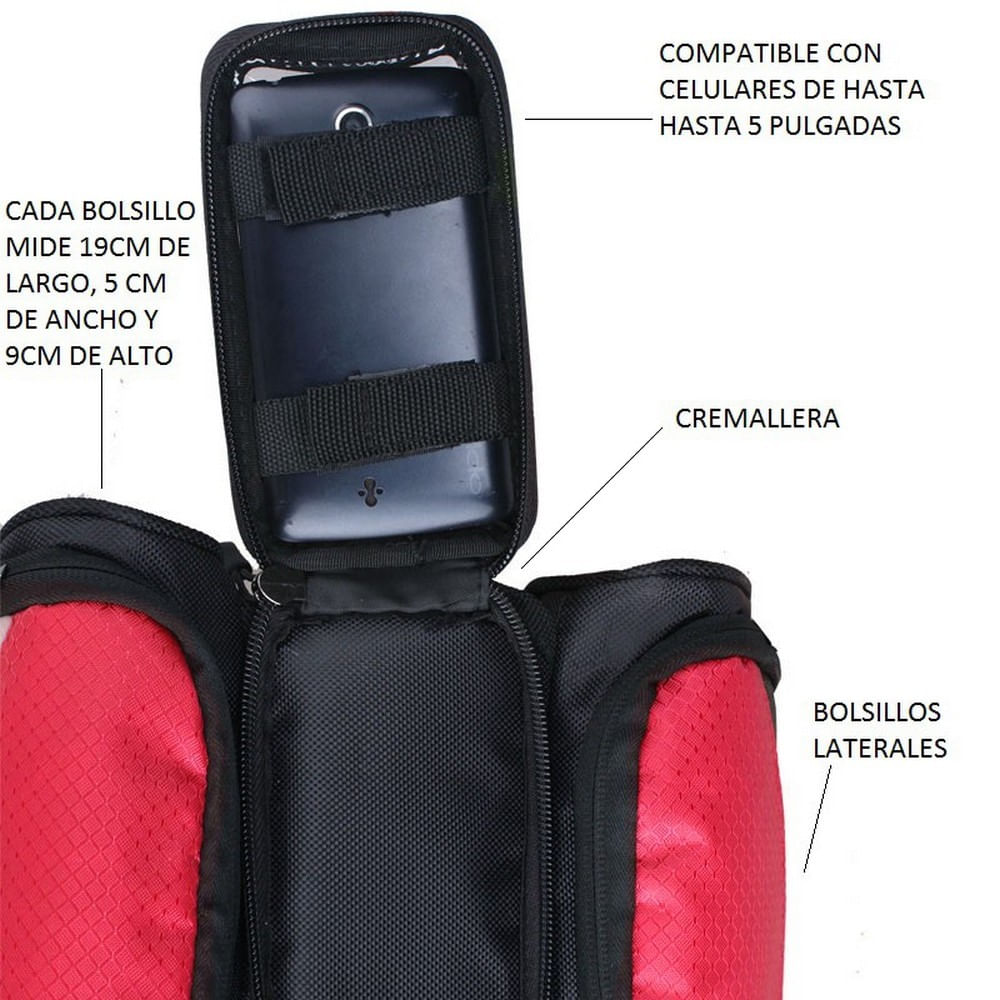 Maletin Soporte Celular Bicicletas Negro Rojo img #4