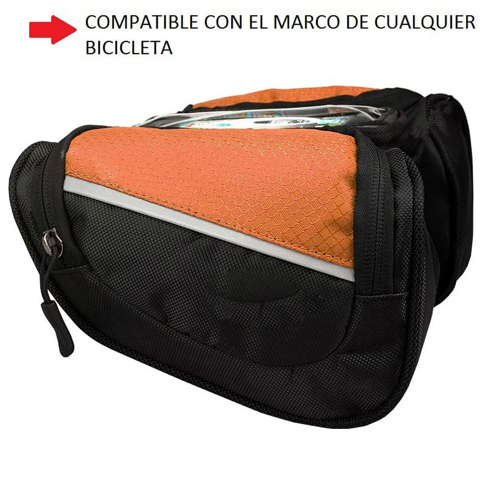Maletin Soporte Celular Bicicletas Negro Naranja img #2