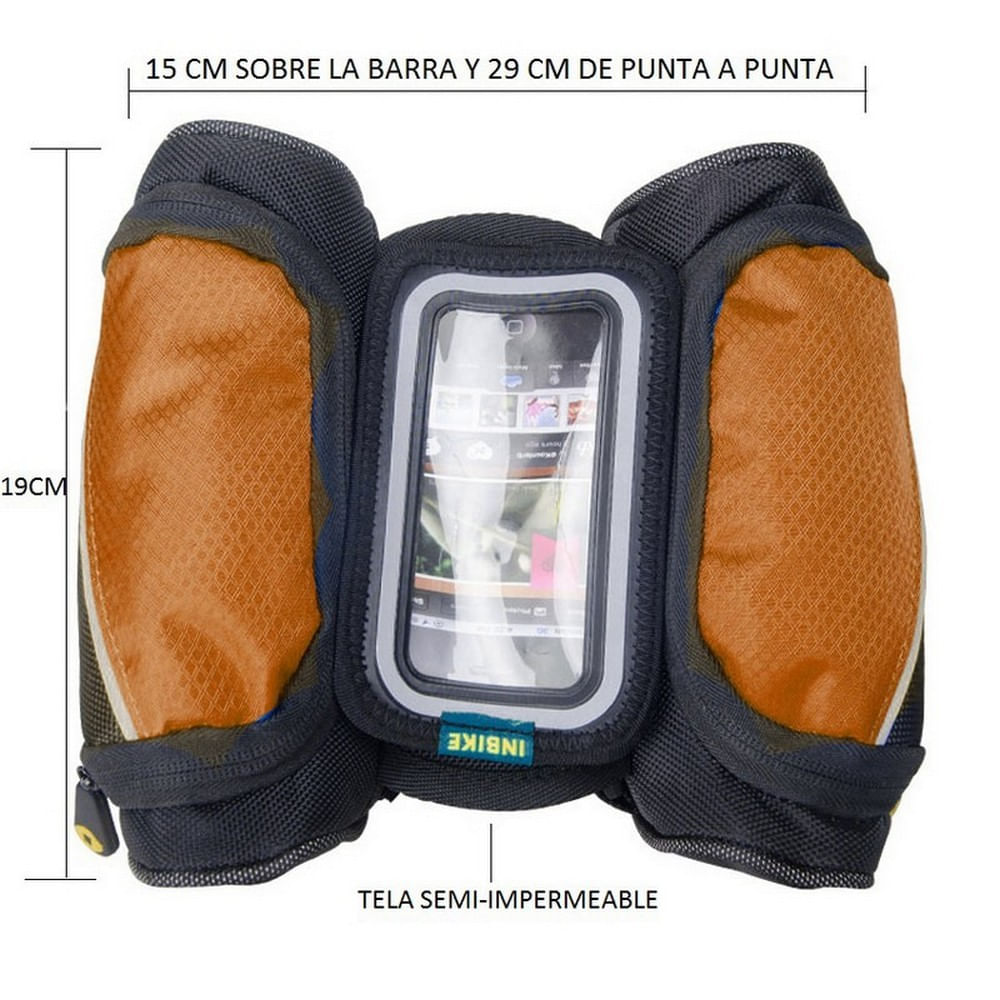 Maletin Soporte Celular Bicicletas Negro Naranja img #3