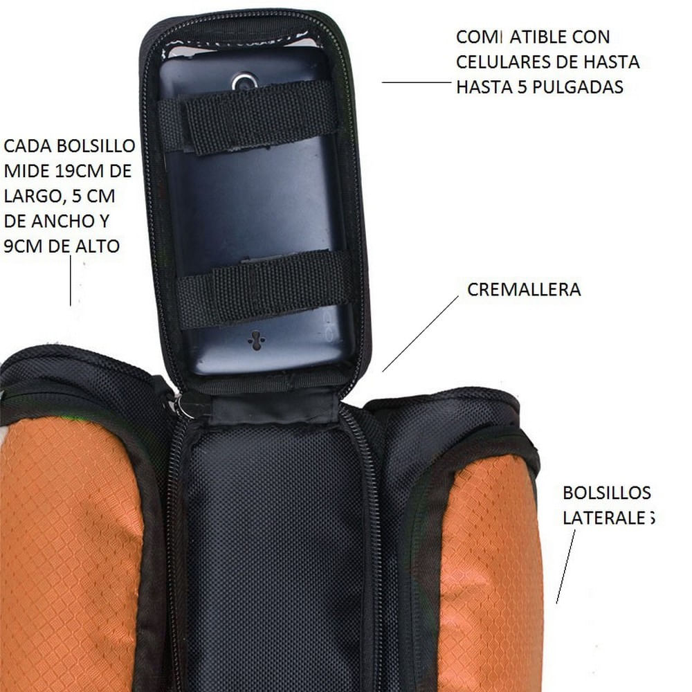 Maletin Soporte Celular Bicicletas Negro Naranja img #4