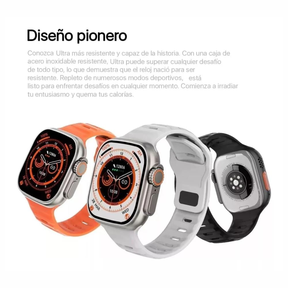 Reloj Smartwatch W8 Ultra Max + Audífonos + Pulso De Nylon Verde img #3