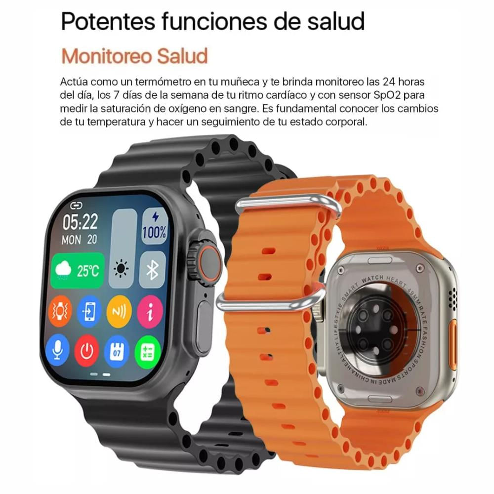 Reloj Smartwatch W8 Ultra Max + Audífonos + Pulso De Nylon Verde img #5