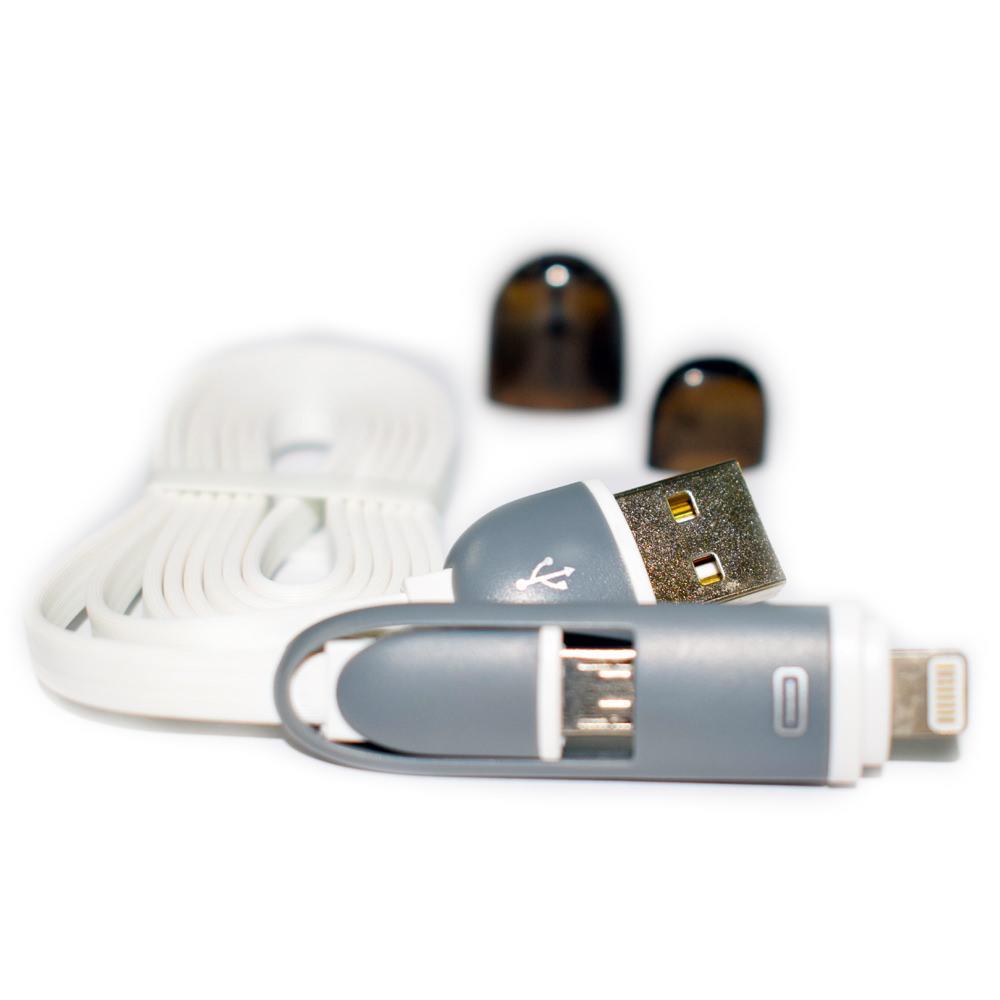 Cable De Datos Usb 2En1 Hibrido Blanco img #2