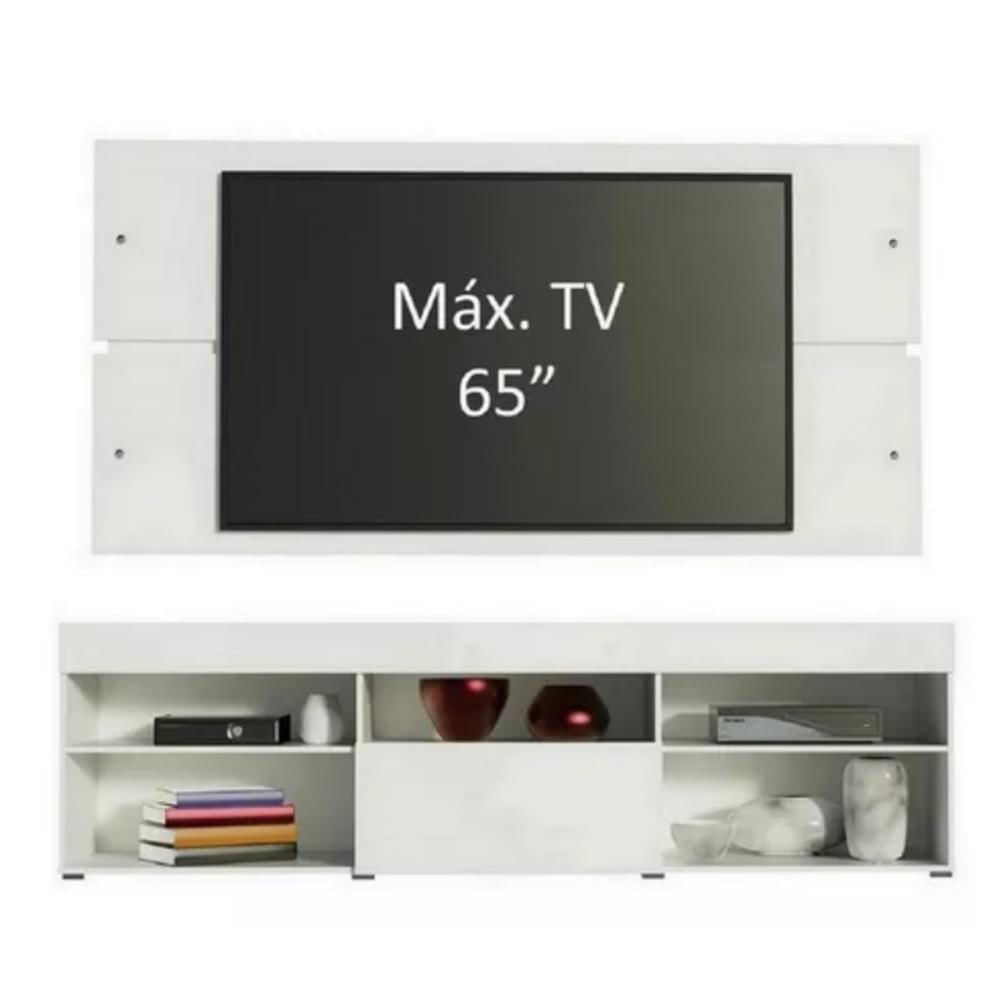 Centro De Entretenimiento Madesa Miami Hasta 65'' 1 Puerta Hogar Muebles Blanco img #3